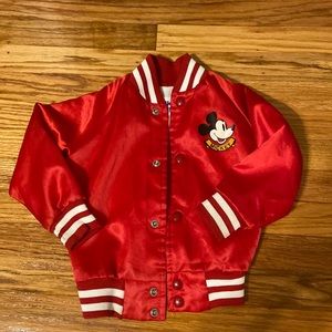 Vintage Chalk Line toddler Mickey Mouse red varsity satin snap jacket size 3
